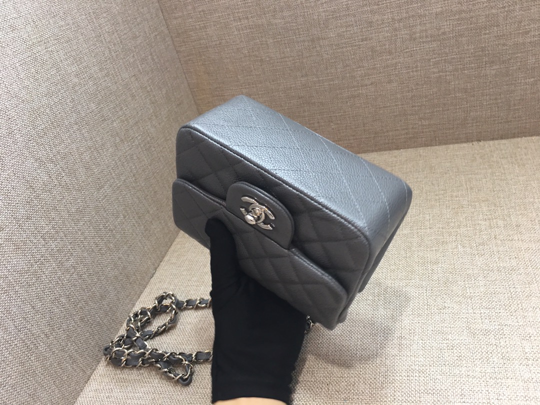 Mini Classic Flap Caviar Bag A01115 Dark Gray/Silver